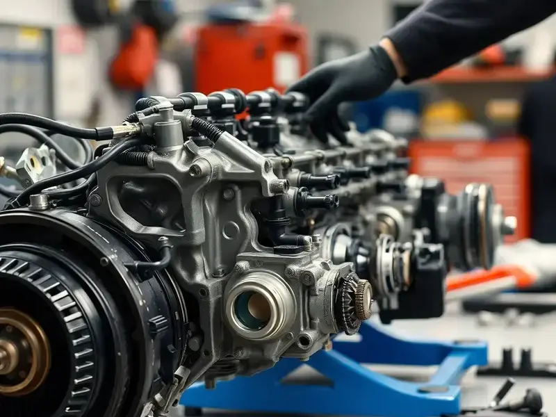 エンジン修理作業風景