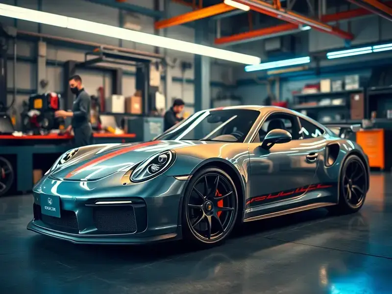 修理中のスポーツカー